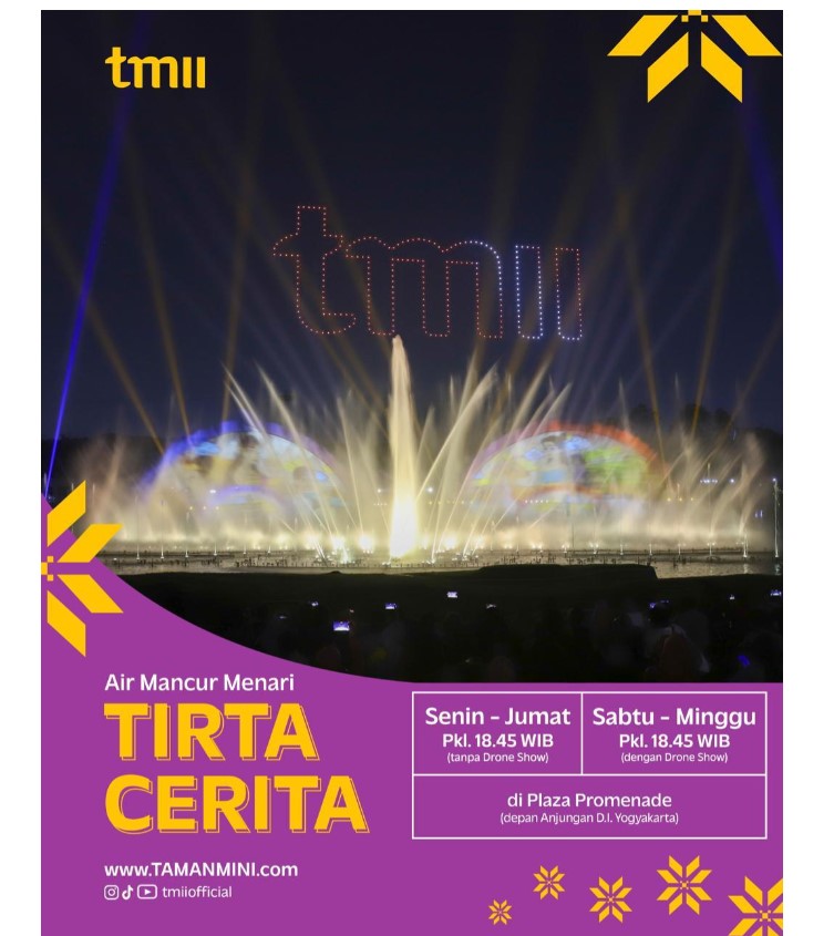 Jadwal Air Mancur TMII dan Harga Tiket Masuk Taman Mini Indonesia 2024