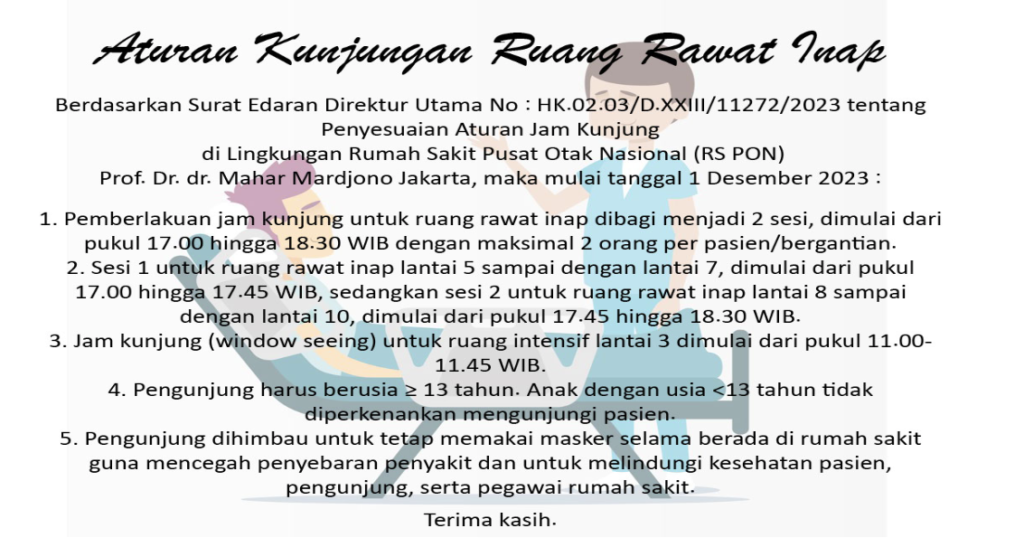 Jam Kunjungan RS Otak PON Dr. Mahar Mardjono