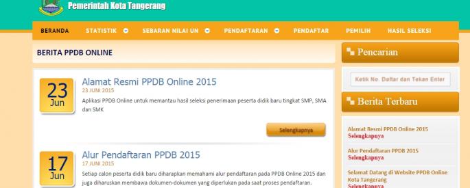 Pengumuman PPDB Online Kota Tangerang 2015